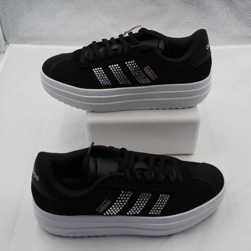 adidas VL Court Bold J Black Rhinestone Platform Shoes Sneaker IH0771 Size 4Y